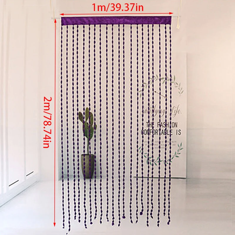 1PC 1×2m Beaded Tassel Door Panel Linear Fly Screen Light Transmission Room Window Curtains Decoration Accessory