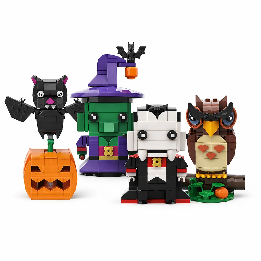 

MOC Halloween Animal Building Blocks Set Bat Witch Owl Vampire Pumpkin Figures DIY Bricks Toy Cute Cartoon Model Gift Kids Adult
