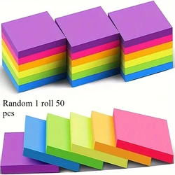 1 Rolls Of 50 Fluorescent Sticky Notes, Colored Sticky Notes, Student Sticky Notes, Office Supplies Sticky Notes