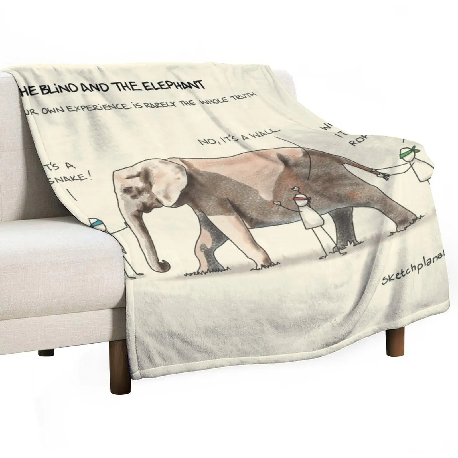 

The blind and the elephant Throw Blanket Flannels Sofa christmas gifts Blankets