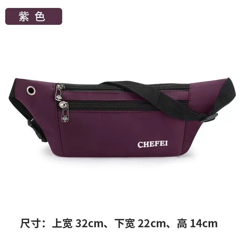 Canvas Waist Fanny Pack With Headphone Hole Adjustable Strap Multi Zipper Pocket Sport Chest Bag For Running Cycling Travel