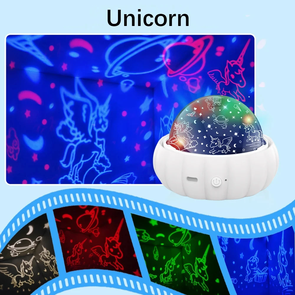 Unicorn Projector Night Lights, 360° Rotation LED Lights, Home Atmosphere Light, Gift for Boys, for Child, Christmas, Home Decor