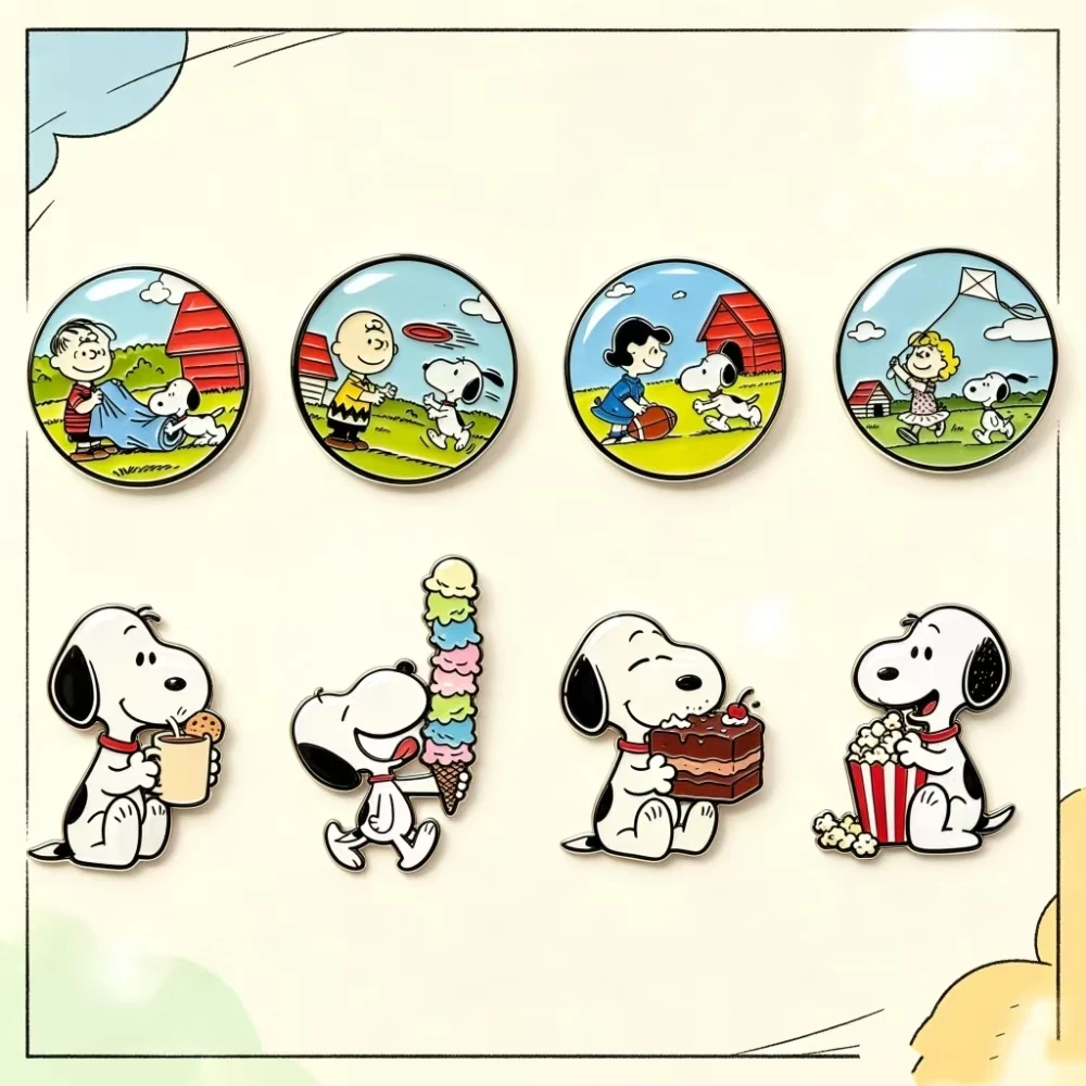 8Pcs Snack Theme Lovely Puppy Enamel Pins, Fresh Healing Cartoon Badges, Brooches for Canvas Bags and Hats