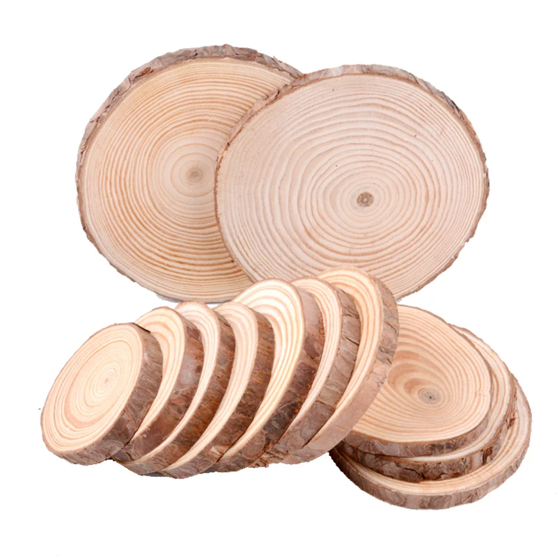 

Natural Wood Slices Round Circle Tree Bark Log 2-16cm Wooden Circles for DIY Crafts Wedding Decorations Christmas Ornaments