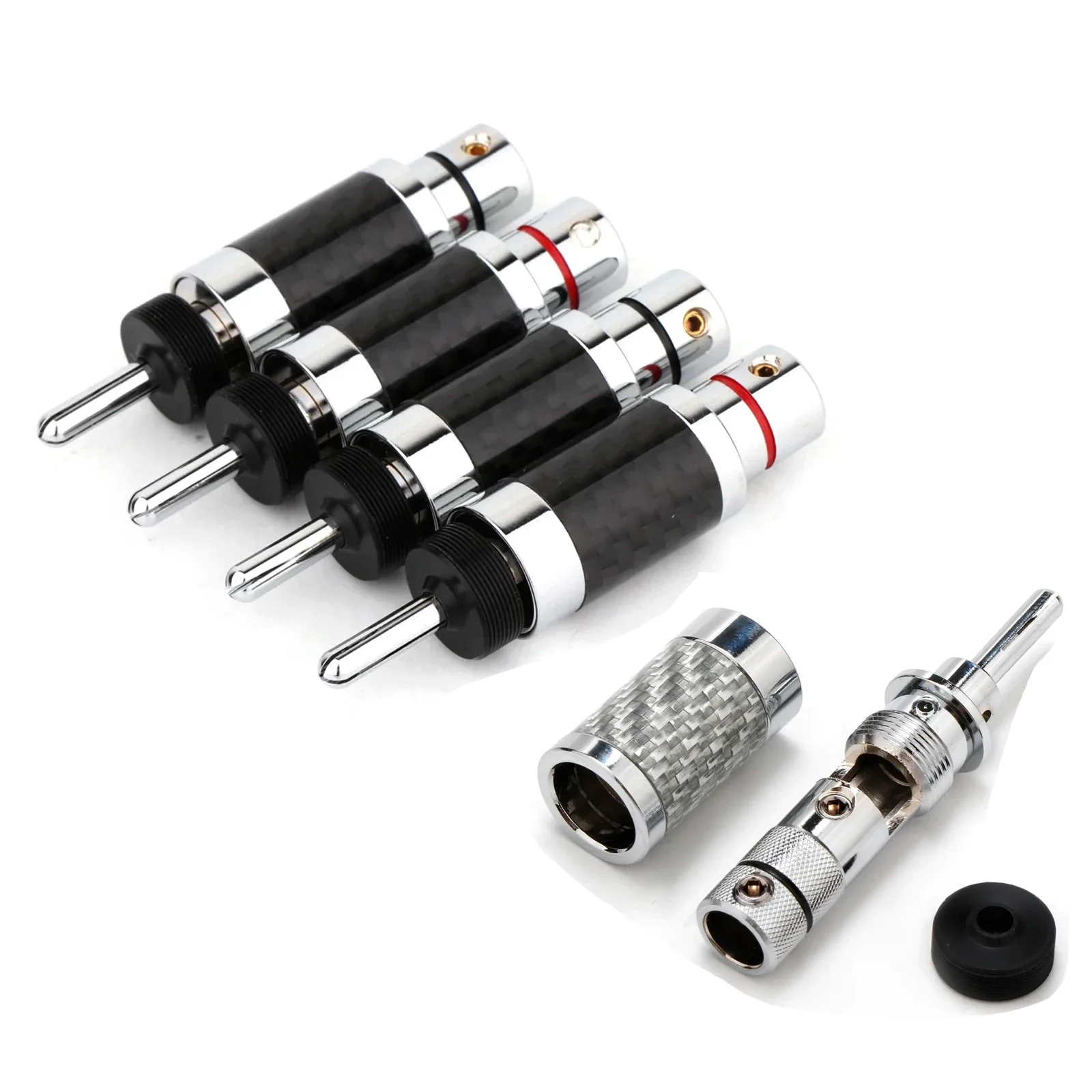 BA1433 BA1487 BA1463Hifi Audio Plug Banana Plug With Rhodium Plated, Black Carbon Fiber Connector, Speaker Cable Wire, Male, 9mm