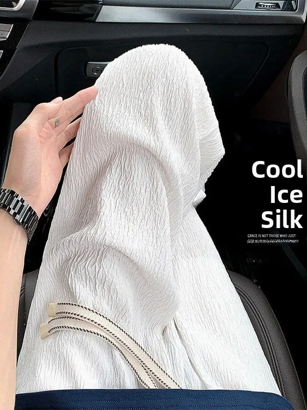 

Мужские повседневные брюки из ледяного шелка с охлаждающим эффектом, летние, быстросохнущие, дышащие, свободные, прямые, широкие, струящиеся, спортивные брюки