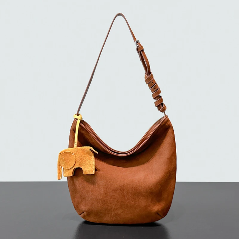 

Matte cowhide underarm bag autumn winter new design simple genuine leather women's bag vintage y2k fashion portable shoulder bag