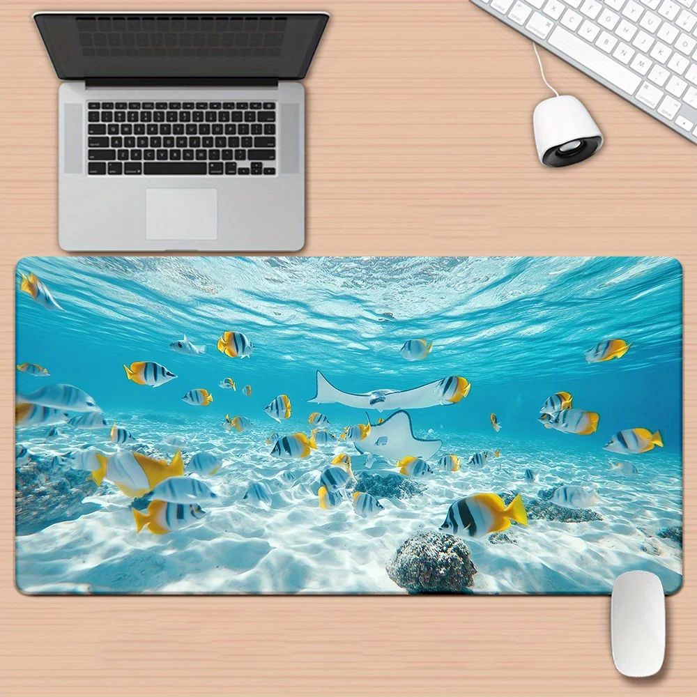 Tropical Fish Under Water Scene XXL Extended Mouse Pad Durable Rubber Gaming Keyboard Mat for Office PC Gamer