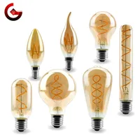 E14 E27 Retro LED Spiral Filament Light Bulb 4W Warm Yellow 220V C35 A60 T45 ST64 T185 T225 G80 G95 G125 Vintage Edison Lamp