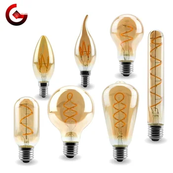 Ampoule LED rétro à Filament en spirale E14 E27, 4W, jaune chaud, 220V, C35 A60 T45 ST64 T185 T225 G80 G95 G125, lampe Edison Vintage