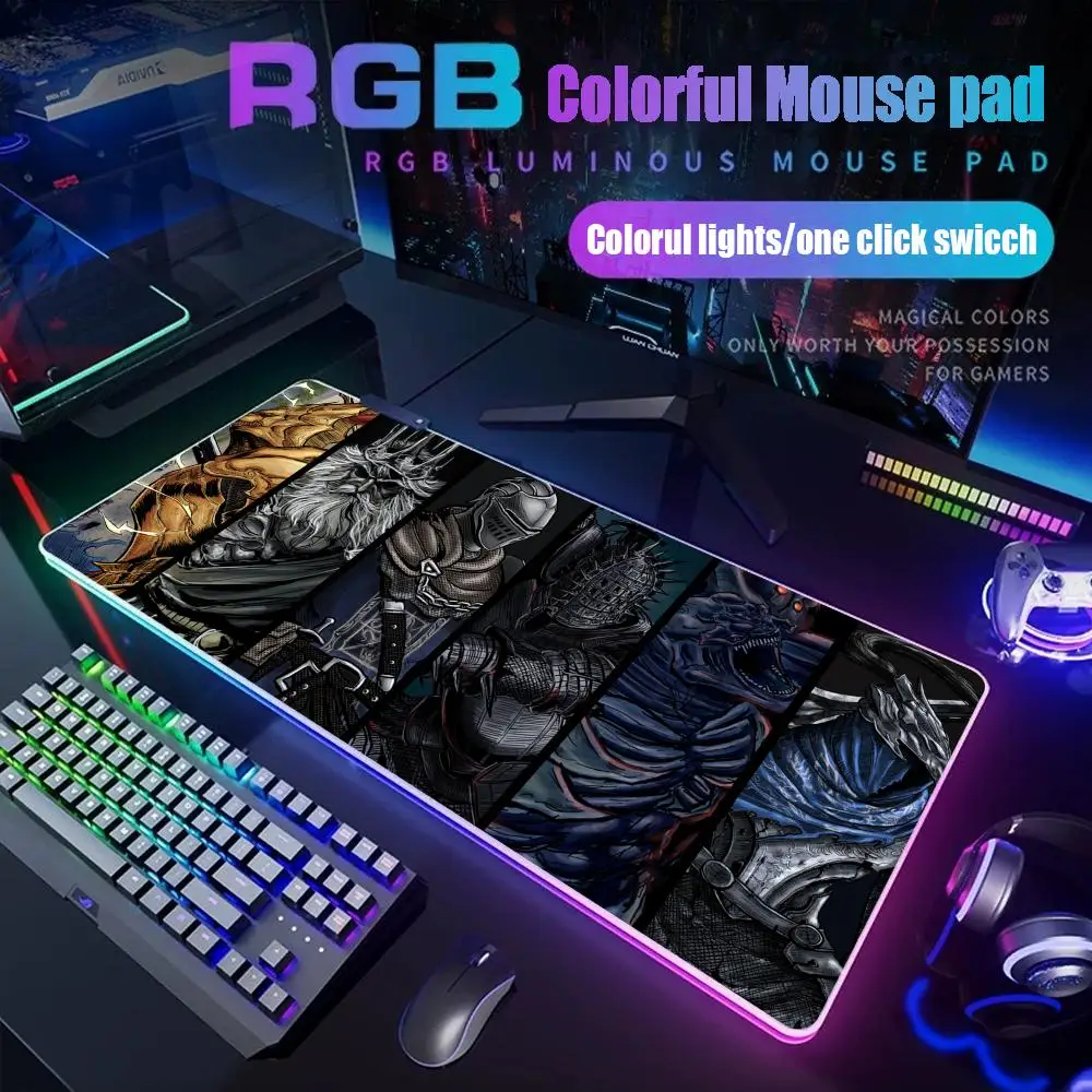 

Game Dark Souls Mouse Pad Gamer Rgb Desk Mat Back Light Led Mousepad Setup Gaming Accessories Deskmat Big Mousepad Backlight