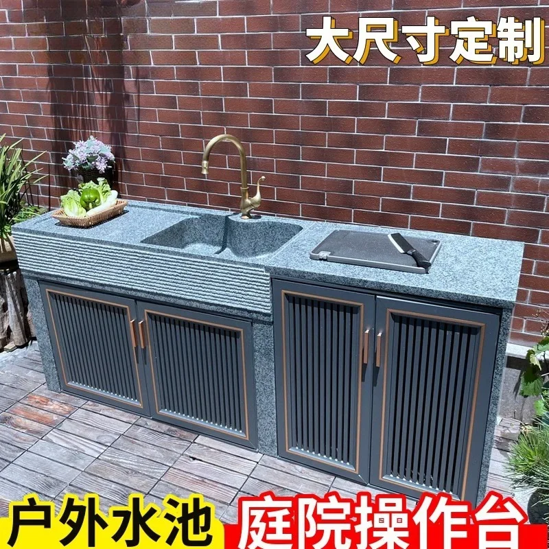 Outdoor marble sink Household courtyard Sink operation basin Integrated cabinet Garden terrace Vegetable sink