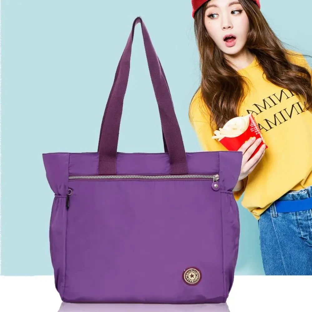 Super Big Bag ! Solid Color Women Tote Bag Fashion Large Capacity Handbag Shoulder Bag Nylon Ladies Purse Pouch Shopping Bag