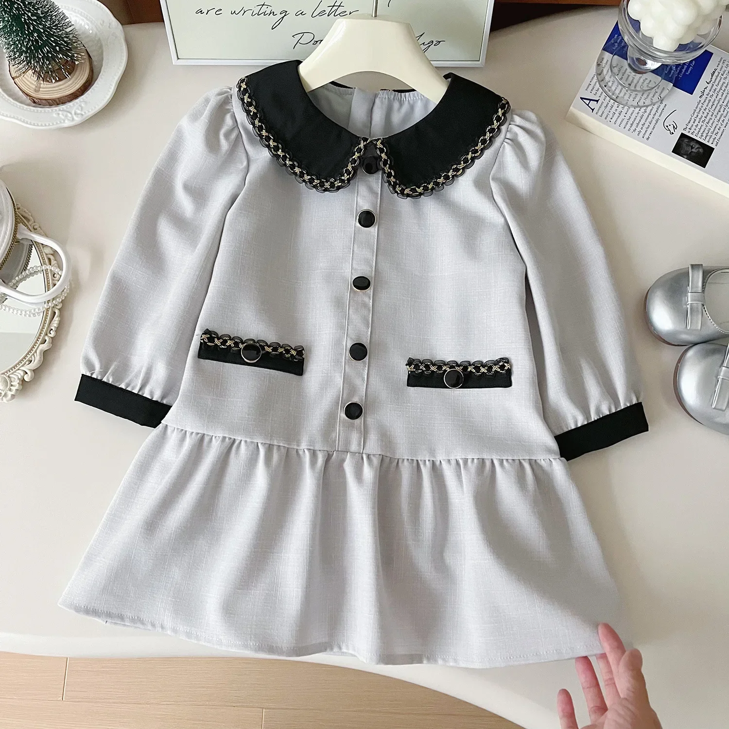 

2024 Girls Baby Fashion Autumn Spring Dress Elegant Girl Baby Birthday Long Sleeved Dresses Children Vestidos Clothes