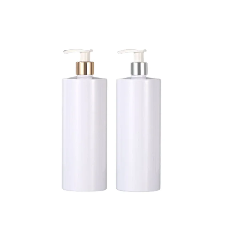 

10pcs Cosmetic Packaging White Plastic Bottles 300ml 500ml Flat Shoulder PET White Black Lotion Pump Shampoo Shower Gel Bottle