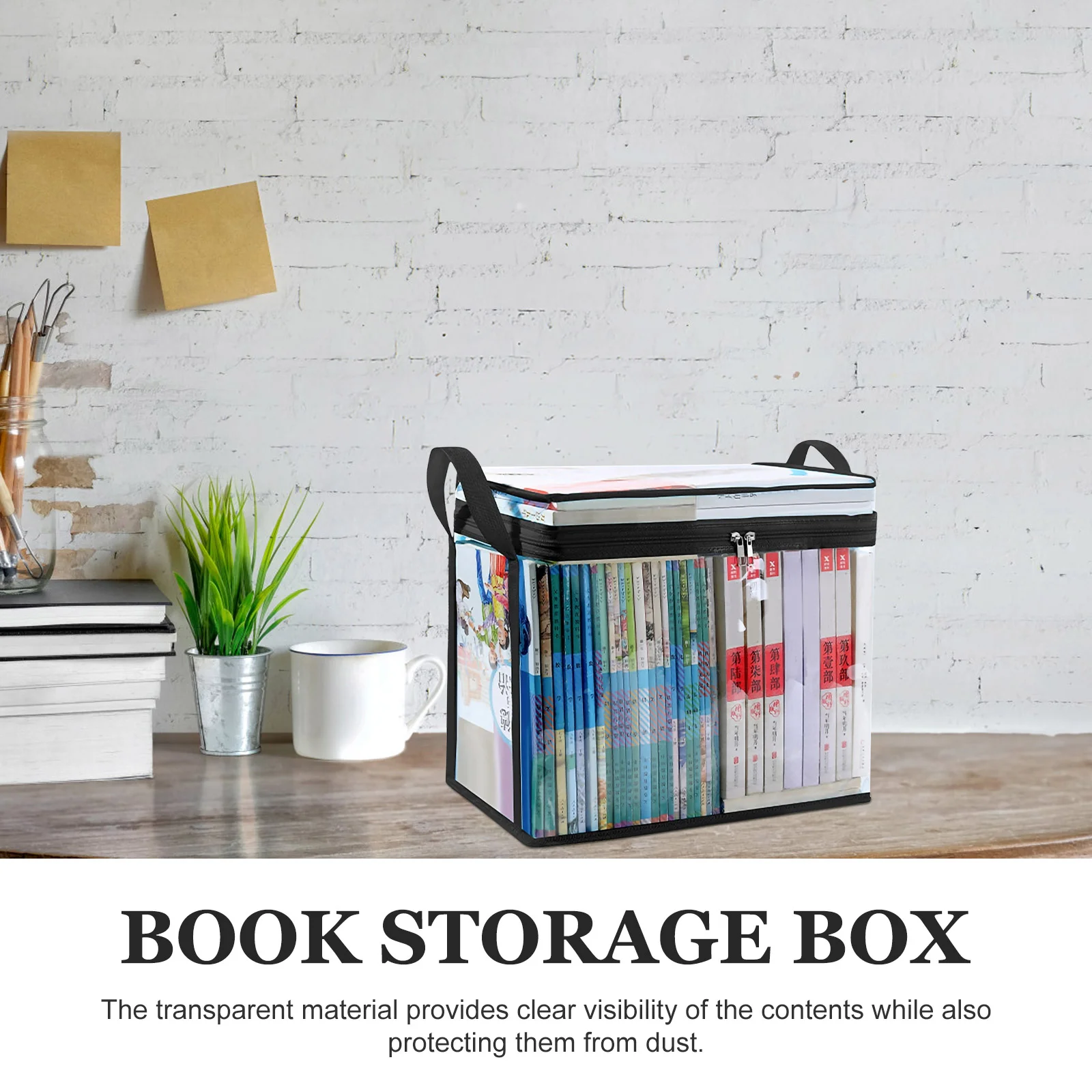 Book Storage Bags Organizing Box Zips File Holder Books Black Classroom Bins Office Boxes