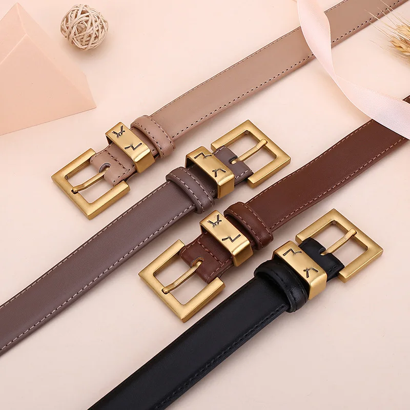 2024 Orginal Design Metal Buckle Jeans Belt Strap Women Fashion Genuine Leather Waist Belt High Quality Cowhide Waistband Belts