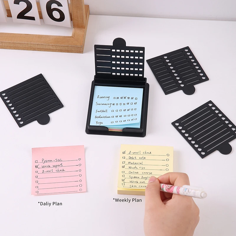 Sticky Note Dispenser Sticky Note Holder With Stencil Sticky Notes Template For Note Pad Self-adhesive Notepad Note Organizer
