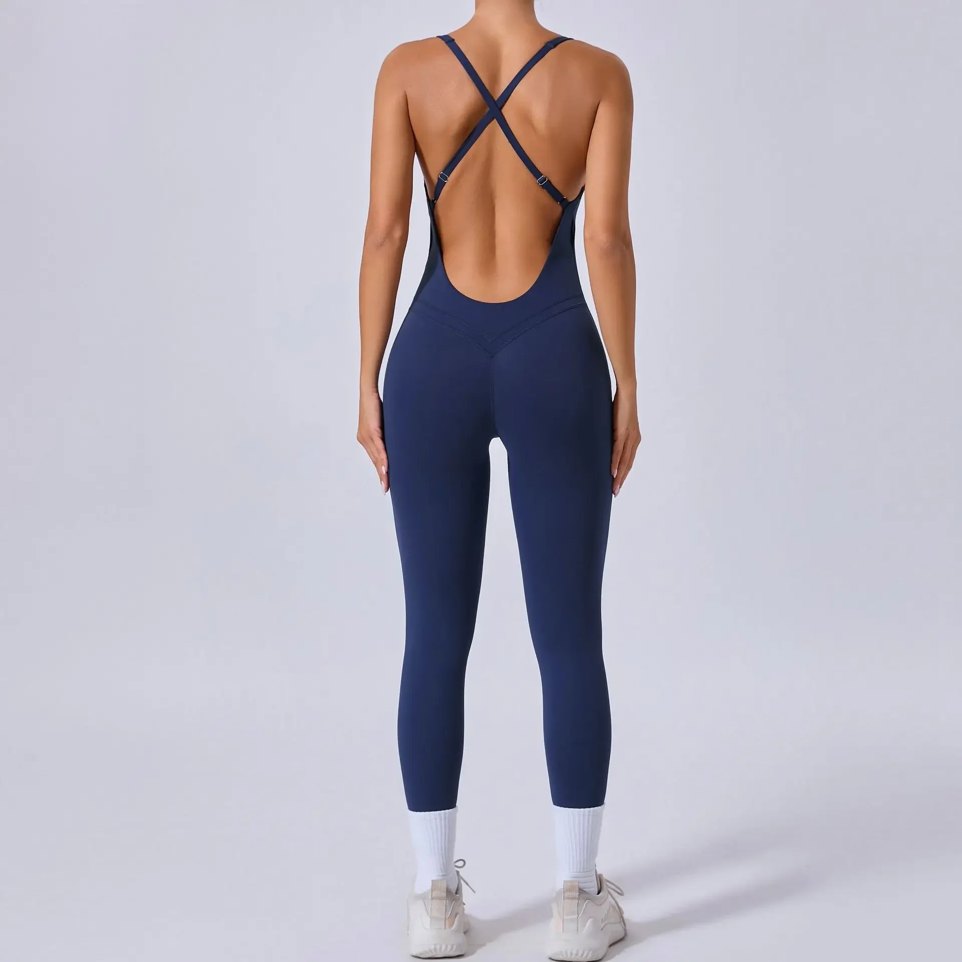 

2025 Sleeveless Backless Bodycon Sport Jumpsuit Women Sportswear One Piece Gym Outfit Yoga Set Workout Clothes Fitness Overalls`