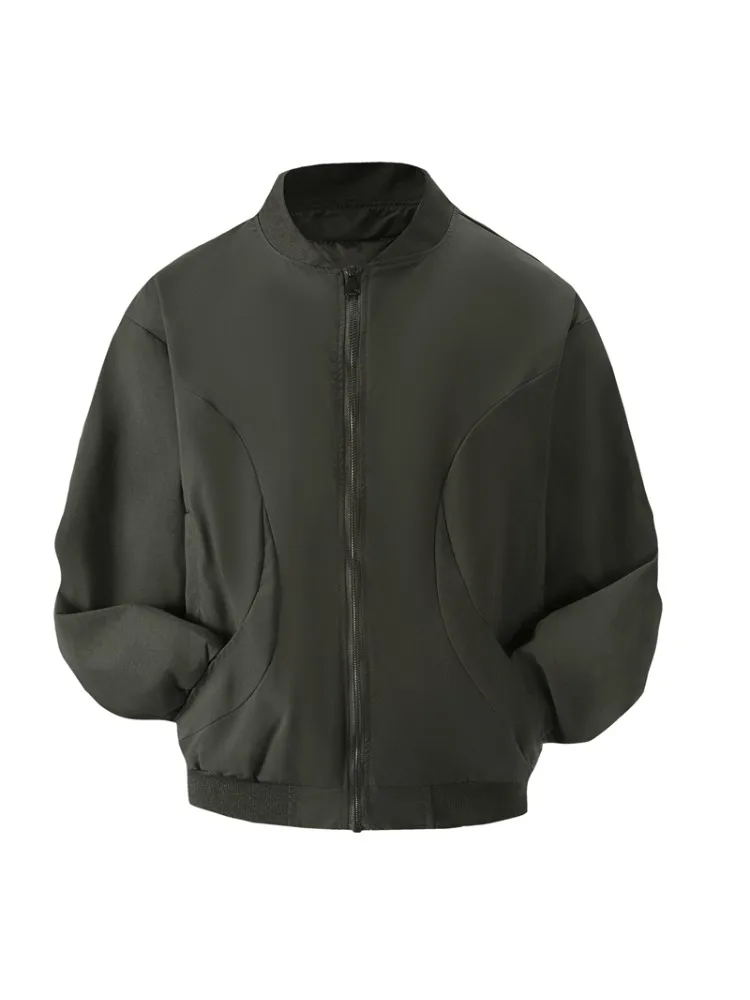 

Men's Bomber Jacket Casual Jacket Outerwear Solid Color Pocket Zipper Windbreaker Stand Collar Outdoor Windproof Jacket