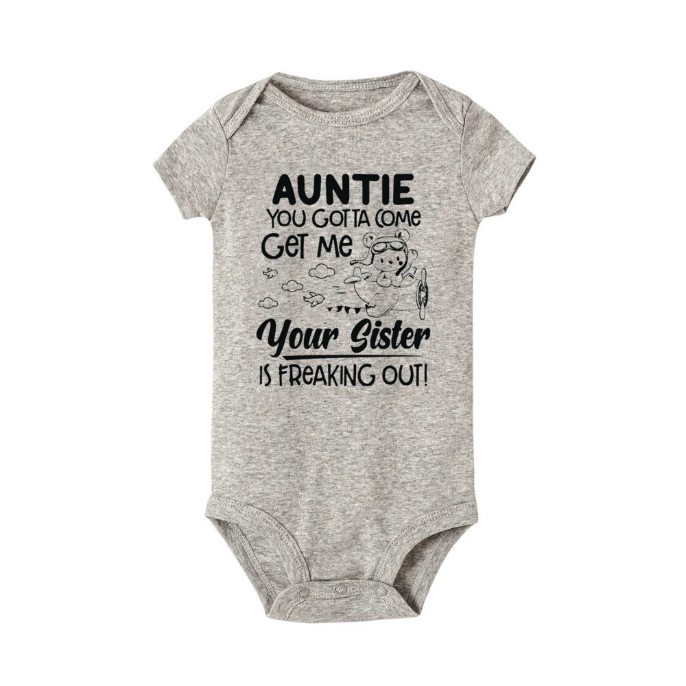 Aunite You Gotta Come Get Me Your Sister Is Freaking Out Printed Baby Romper Newborn Summer Bodysuit Infant Short Sleeve Clothes