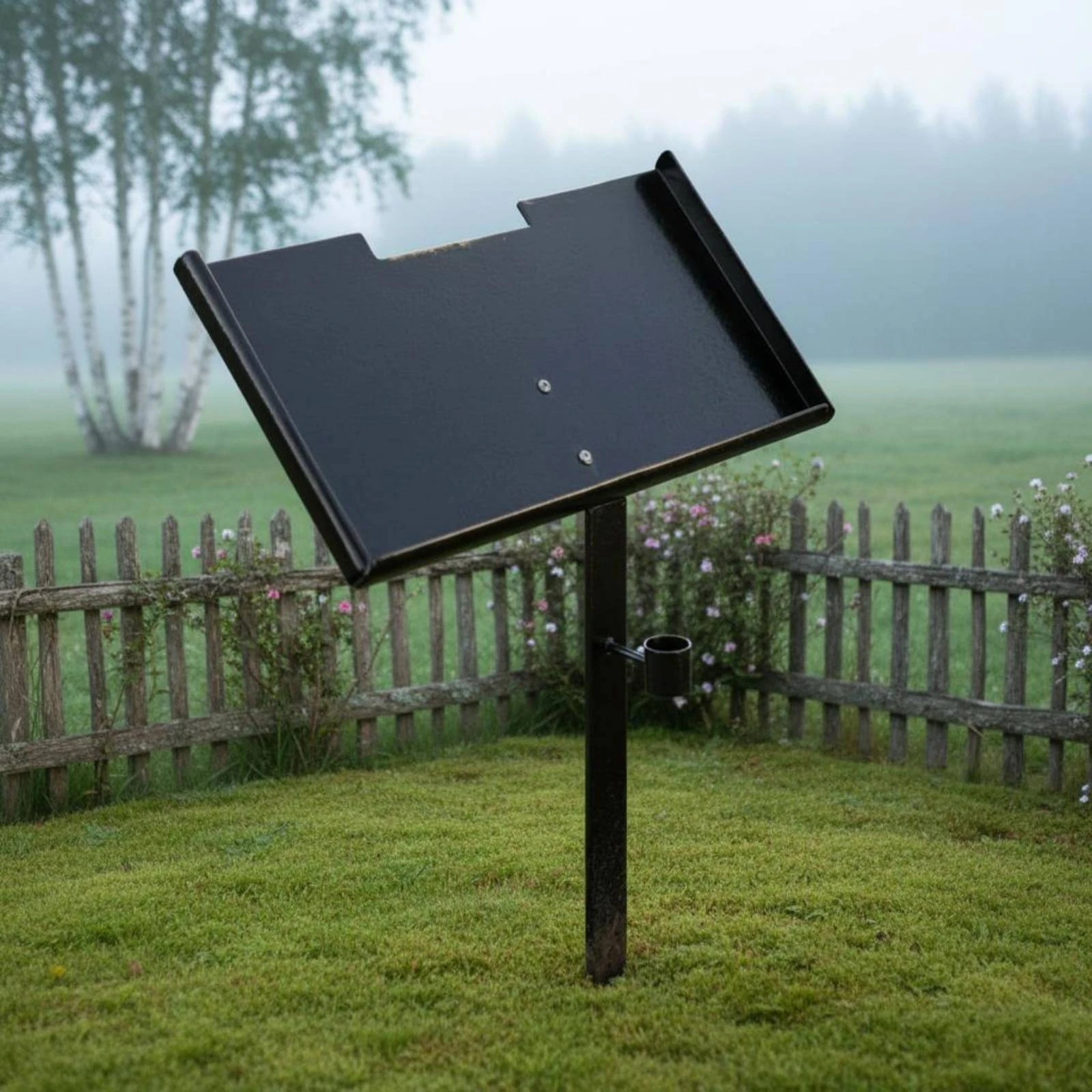 Memorial Marker Stand Iron Plaque Holder Stand Grave Marker Stake Black Memorial Plaque Support Matte Finish for Outdoor