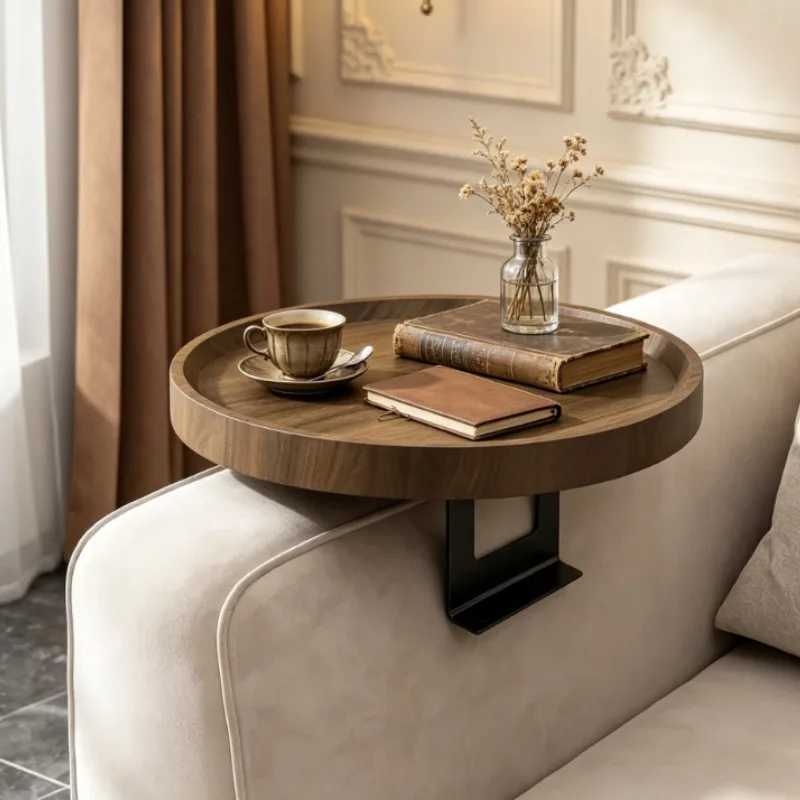 Expandable Wooden Sofa Arm Table - Modern Side Storage Stand for Living Room, Couch, Bedside, Easy to Clean & Space-Saving