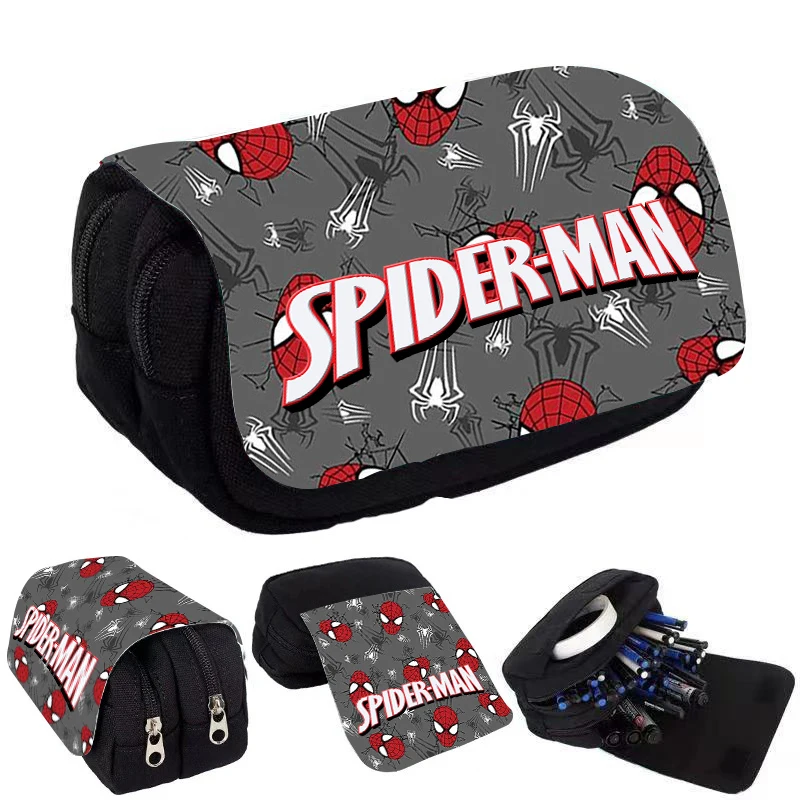 Disney Marvels Flip Pen Bags Anime Spider-Man astucci per matite a due piani Cartoon Kids Pencil Bag forniture di cancelleria per la scuola regalo