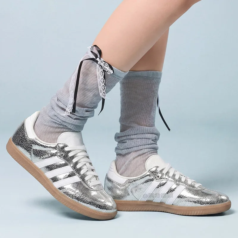 2026 Sport Adidas Originals Women Low Top Skate Shoes JR0035 Silver White Casual Sneakers