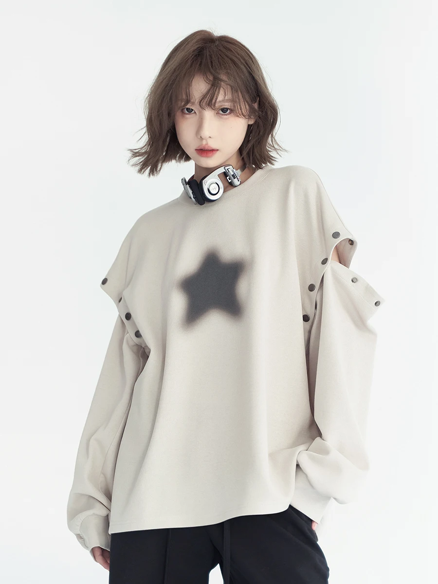 

Дизайн авитационного музея, свободная женская длинная футболка Sve oulder Sve Unfasten, осенний новый повседневный топ Faion