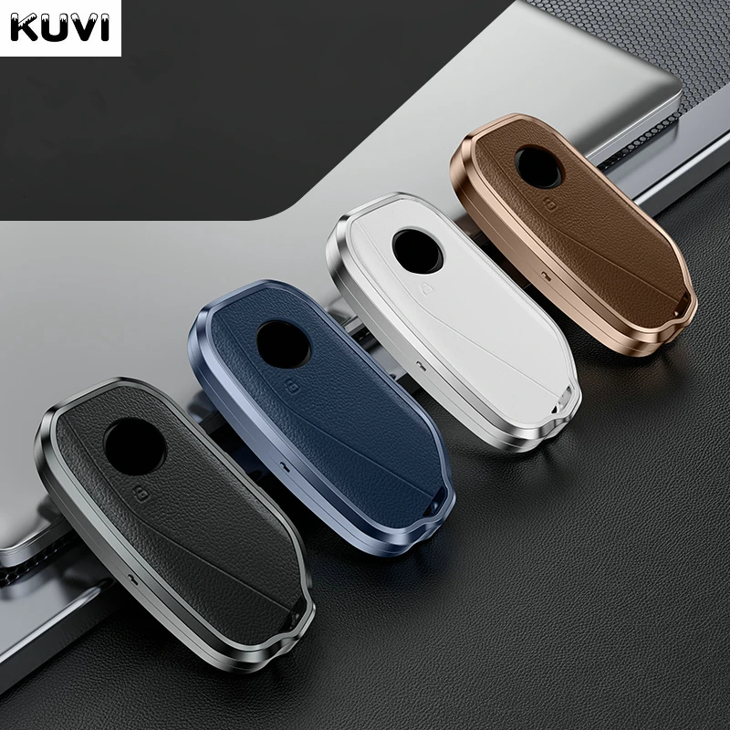 Metal Leather Car Key Case Cover Shell Fob For BMW I7 X7 G07 LCI IX I20 X1 U11 7 Series G70 G09 XM U06 G81 M3 Accessories