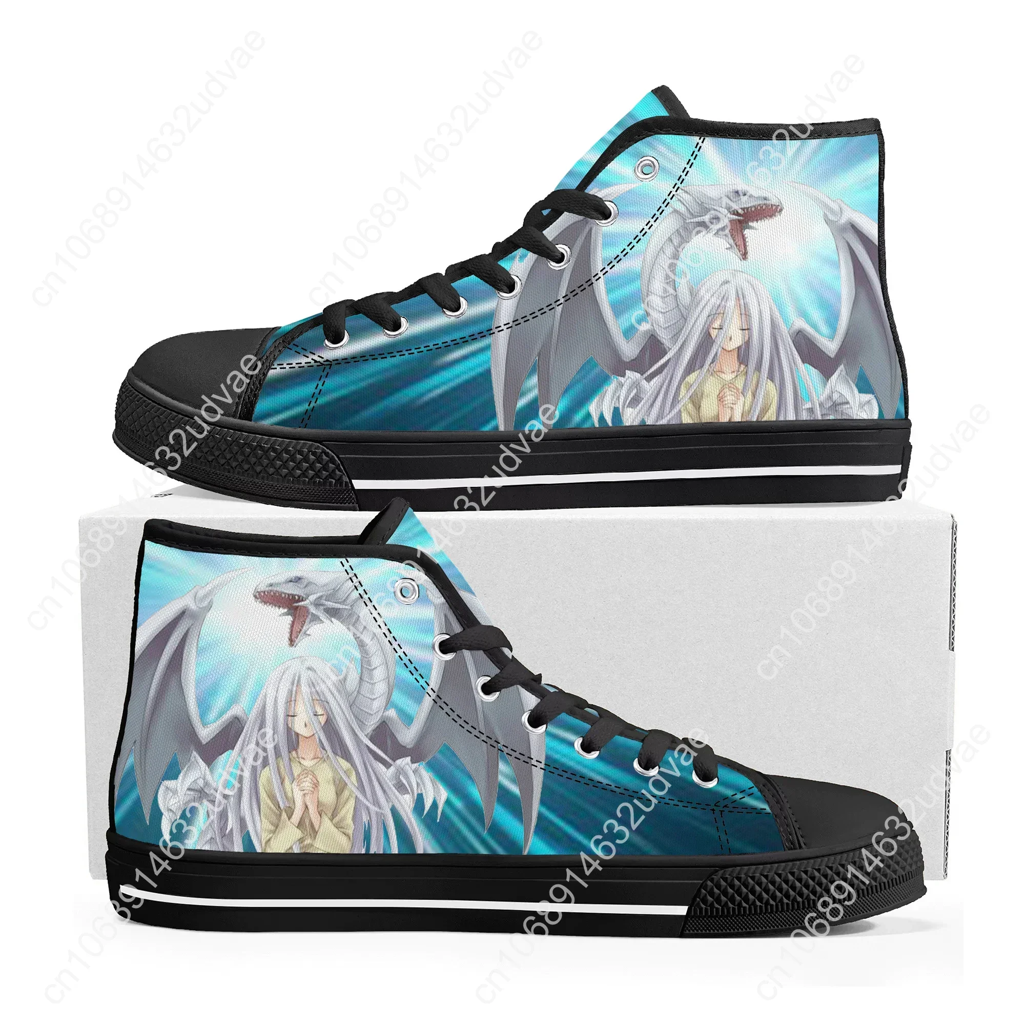 Yu-Gi-Oh Seto Kaiba Blue Eyes White Dragon High Top Sneakers Mens Womens Teenager Canvas Sneaker Casual Couple Shoes Custom Shoe