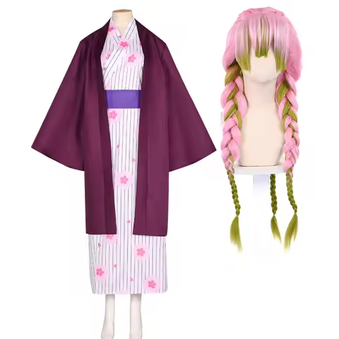 Halloween Party Anime Kanroji Mitsuri Cosplay Costume Kimono Outfits Or Wig