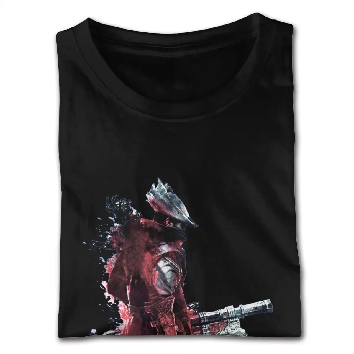 Yellow Bloodborne The Hunter Tees Mens Graphic Custom Short Sleeve Cotton Round Neck Shirt