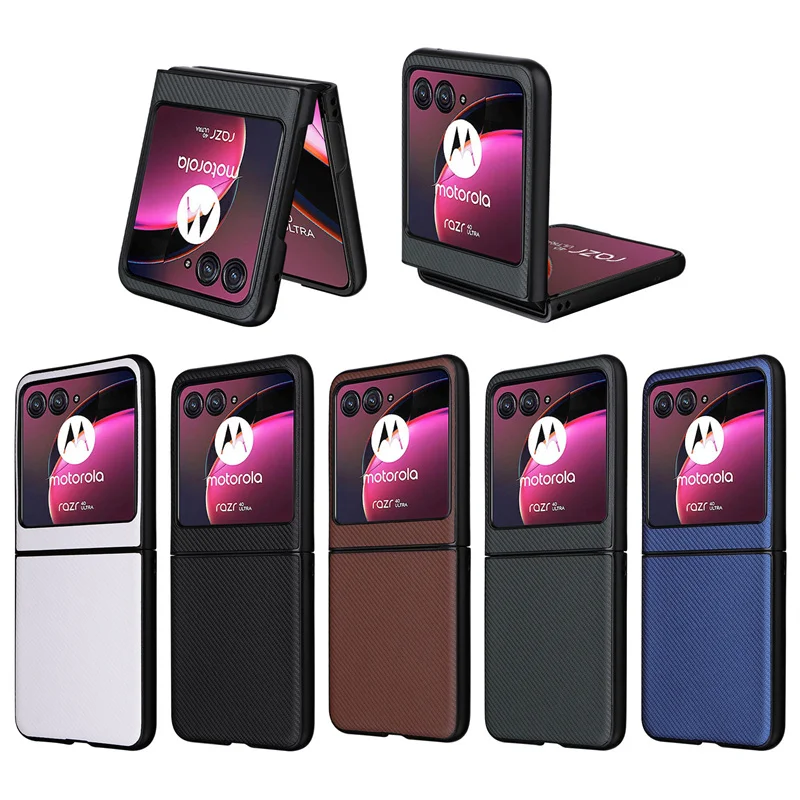 For Motorola Razr 40 Ultra XT2321-3 Case Luxury Carbon Fiber Slim PU Leather and PC Book Cover For Moto Razr 40 Ultra Phone Case