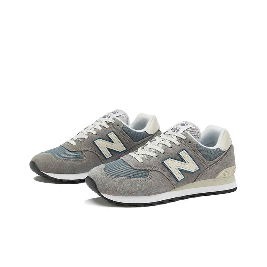 حذاء جري كاجوال New Balance NB 574 v2 كلاسيكي ريترو قابل للتنفس ومنخفض الرقبة للرجال والنساء، رمادي أسمنتي