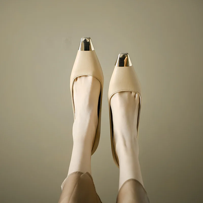 Small Square Toe High Heels for Women In Spring  Style with Bold and Versatile Heels, Niche Design, French Luxury Single Shoes