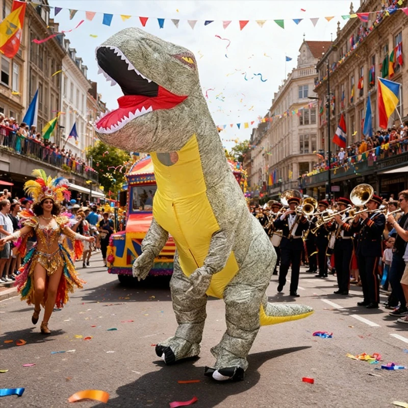 زي تيرانوصور ريكس القابل للنفخ بدلة تنكري على شكل ديناصور مبتكرة لحفلات عيد الميلاد وحفلات الكرنفال والعطلات #3
