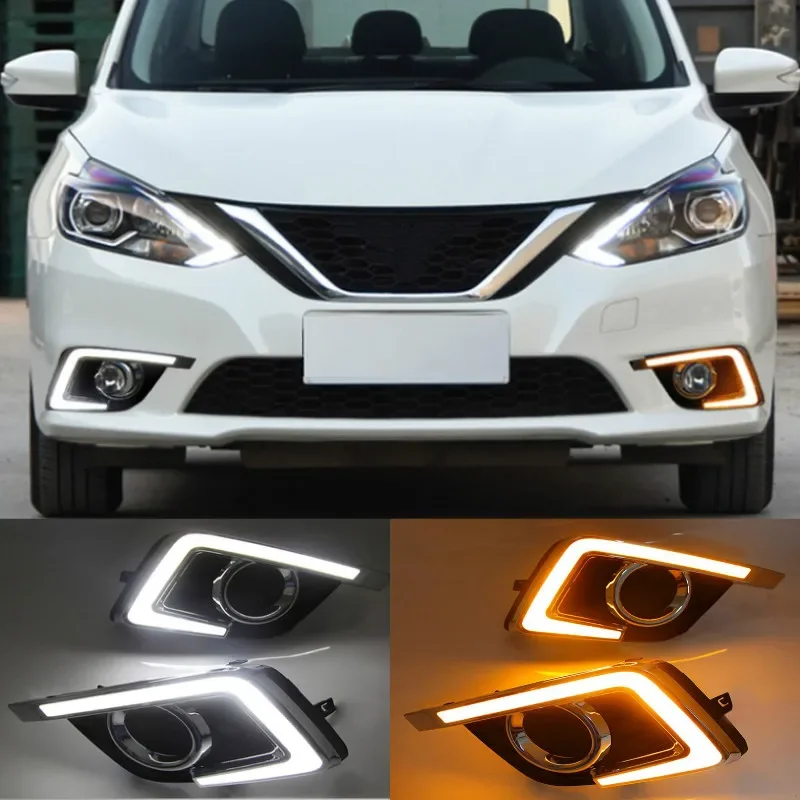 

2pcs LED Daytime Running Lights DRL fog lights For Nissan Sentra Sylphy 2016 2017 2018 headlight headlights