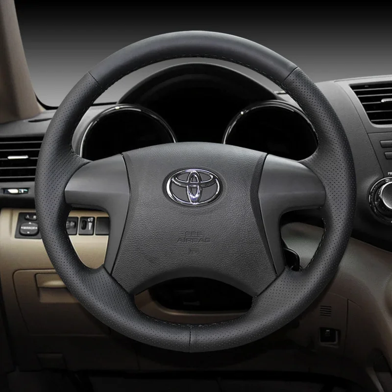 

DIY leather hand-sewn car steering wheel cover for Toyota highlander corolla RAV4 Levin Camry REIZ avalon VIOS