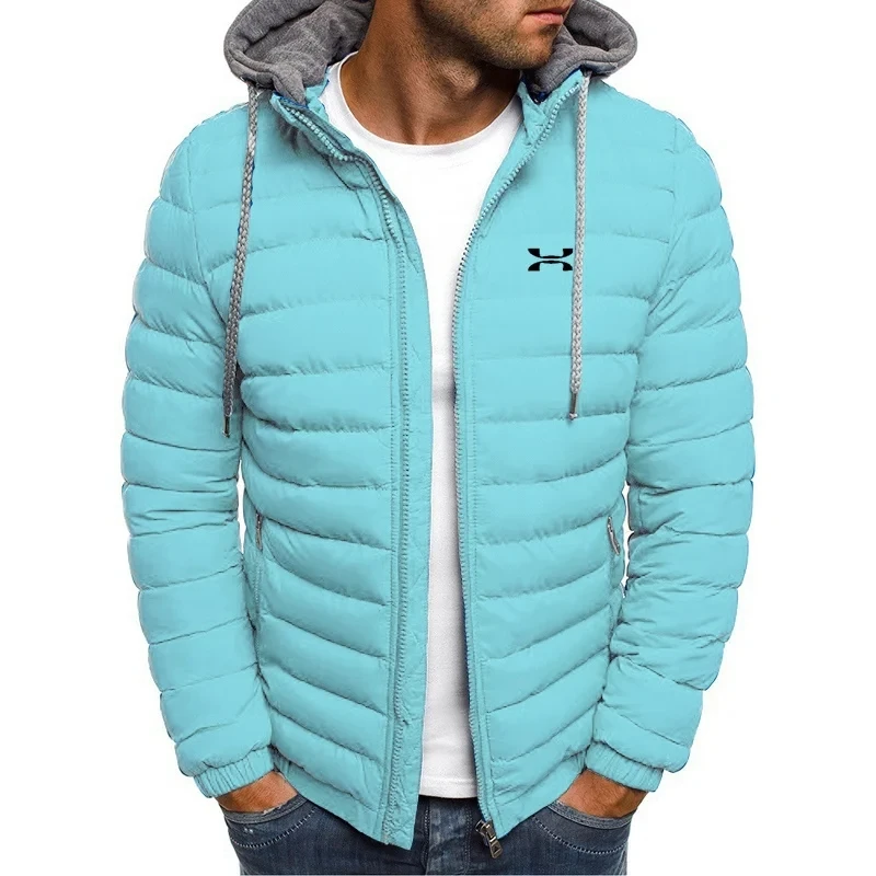 2024 new winter hooded men\'s warm down jacket street fashion and leisure brand