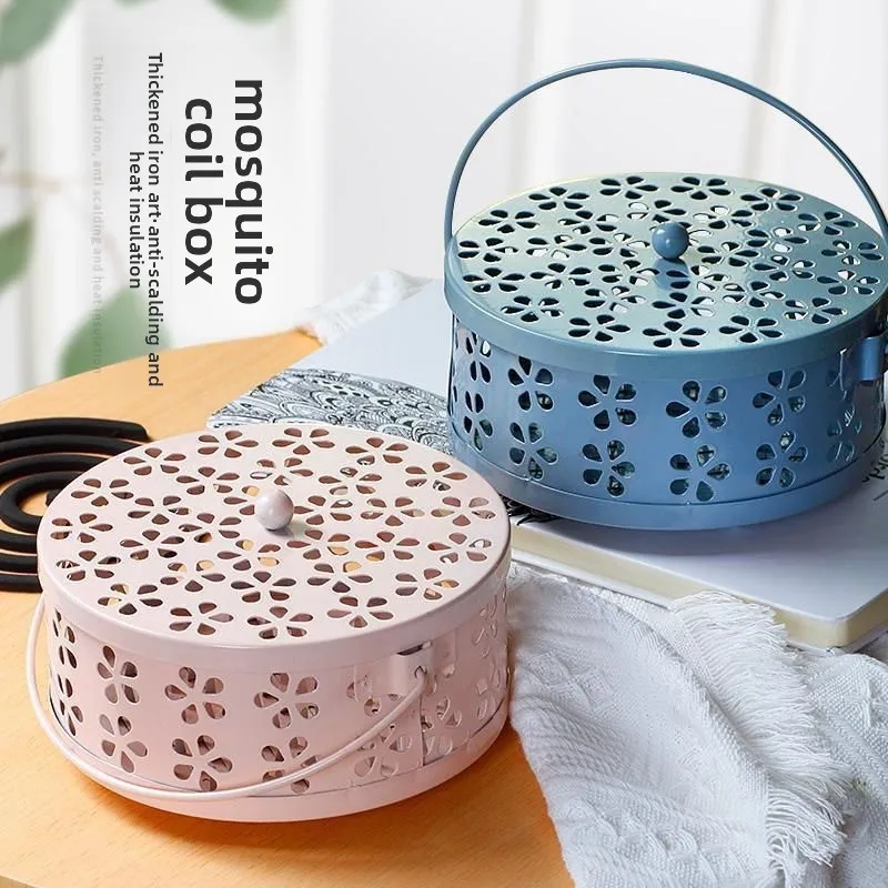 Mosquito incense holder for home use, iron art fireproof and anti-scalding tray with cover, creative indoor incense burner for p