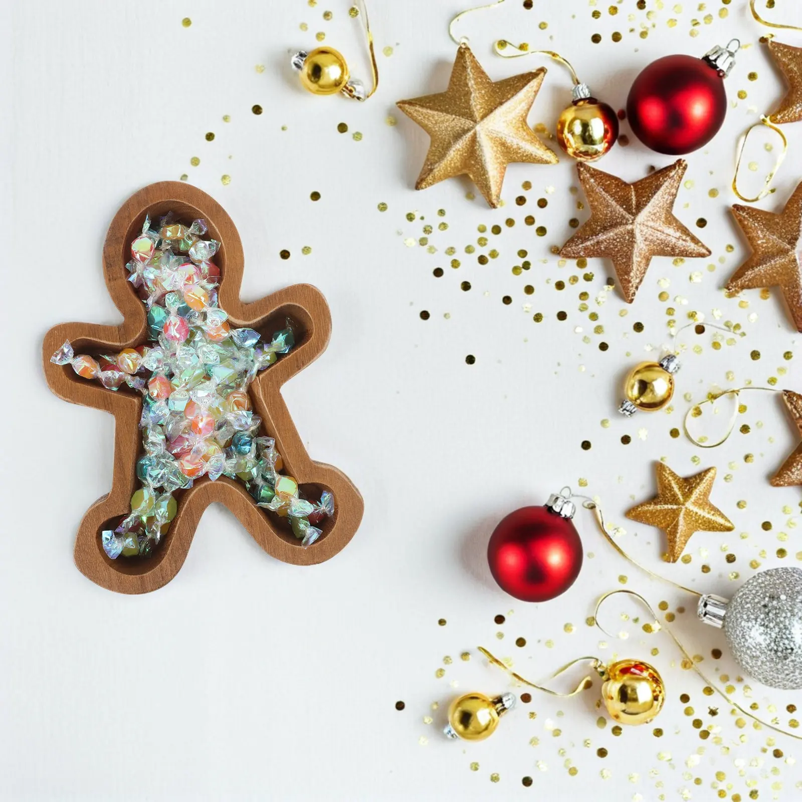 Gingerbread Shaped Wooden Tray Holiday Serving Platter Christmas Charcuterie Board Festive Cheese Board Snack Fruit Dessert Tray