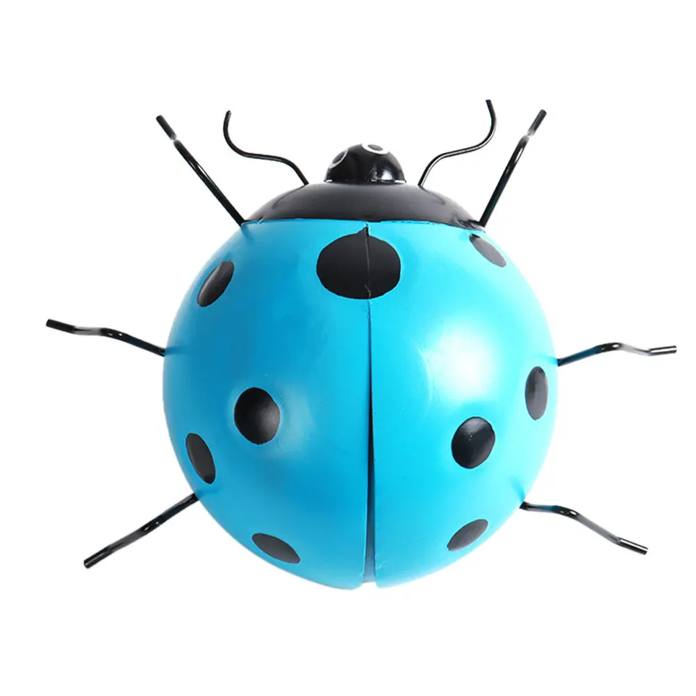 1Pcs Large Simulation Ladybug Iron Pendant Garden Yard Ornament Outdoor Decor Craft Colorful Metal Ladybug Gift for Lawn Pond