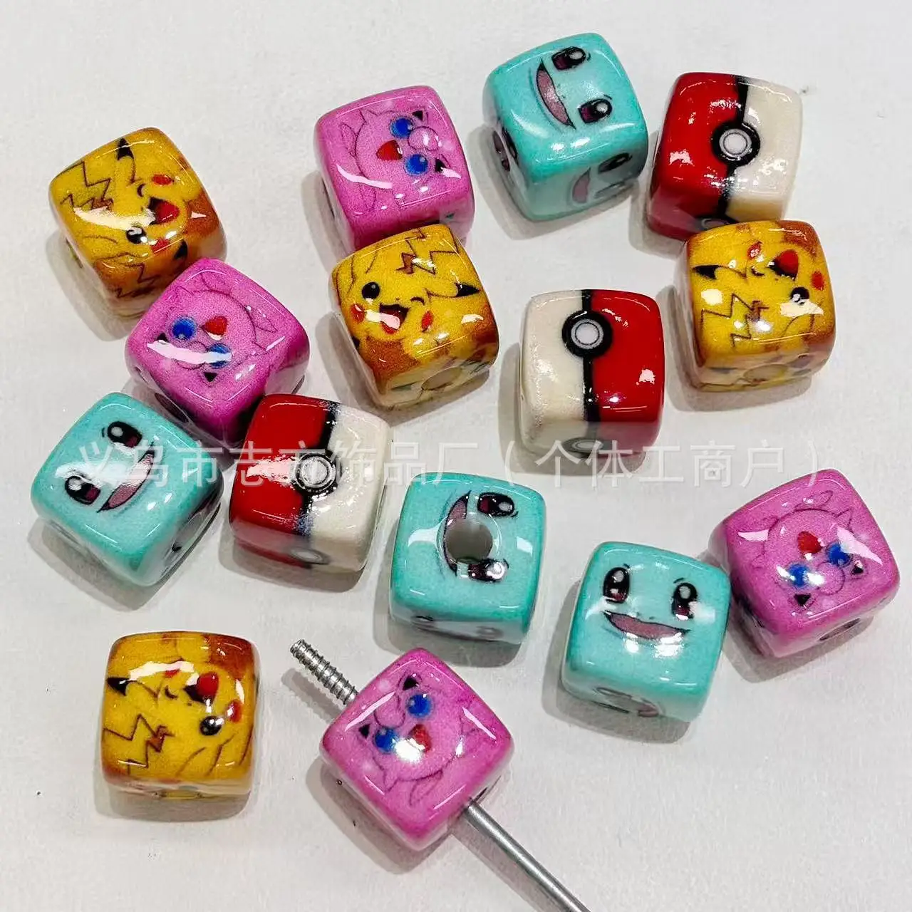 

20PCS for Pokemon through-hole beaded DIY 14/16mm mobile phone chain keychain beaded pen accessory material