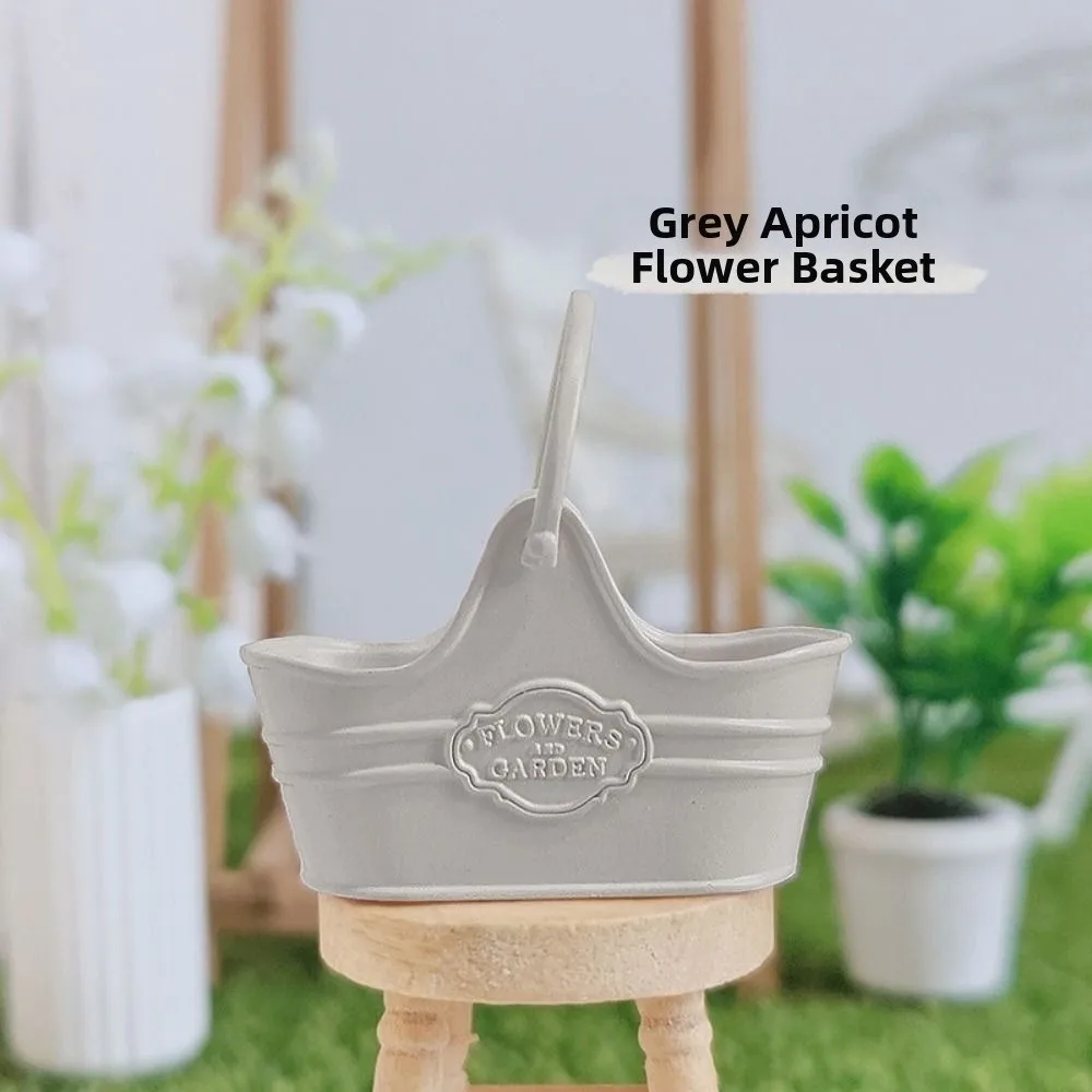 New Metal 1:12 Dollhouse Basket Multicolors Construction Props Shopping Basket 41*18*39mm Flower Bucket Basket