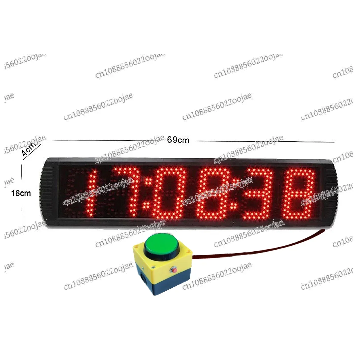 Aluminum Digital Large LED Wall Alarm Clock, Timing Chain, Big Countdown Timer, Stopwatch, Marathon Clock, 5