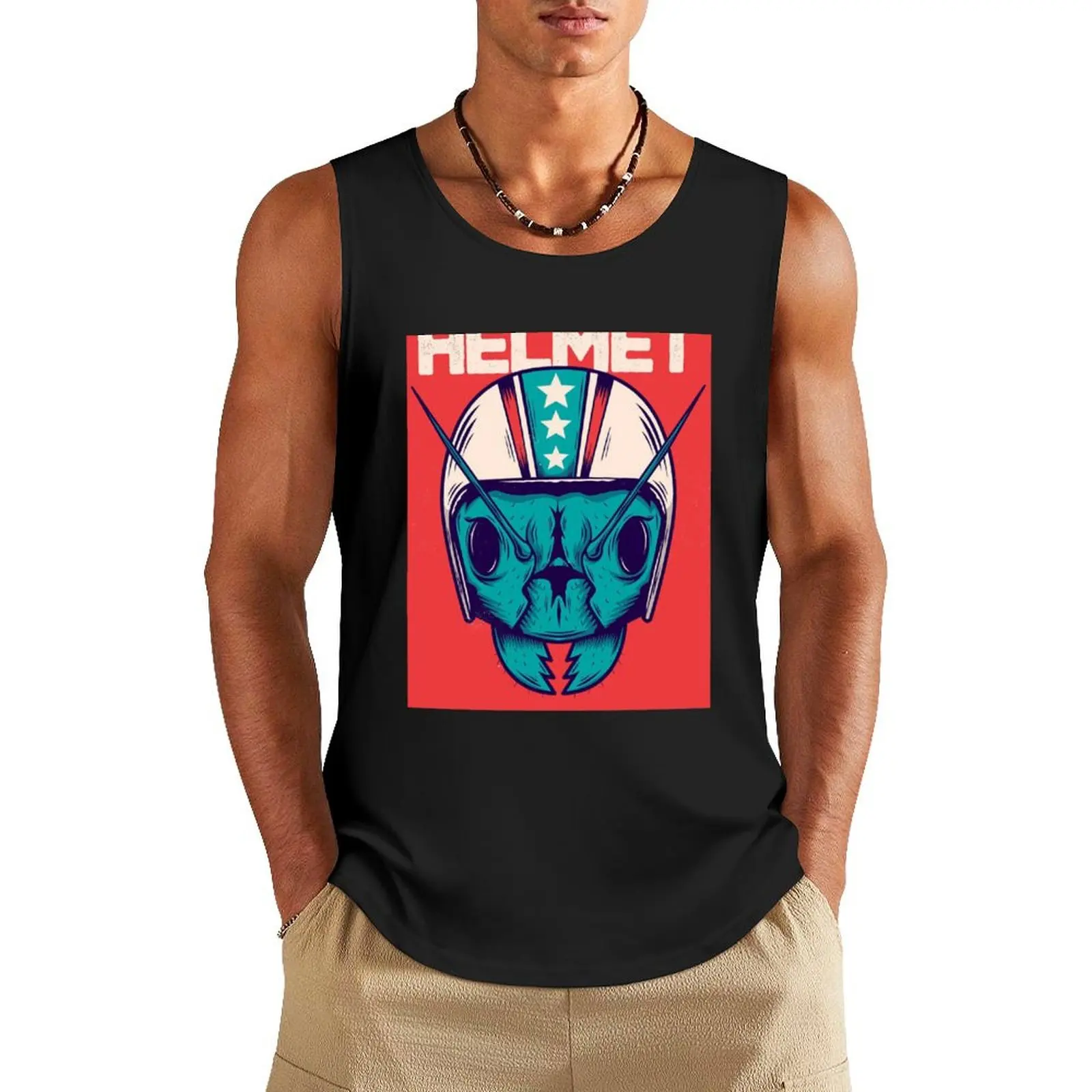 

retro helmet Tank Top Men's clothing brands cotton t-shirts man