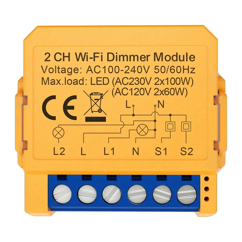 

Tuya Wifi Smart Dimmer Switch Module Control LED Lights Dimmable Switch Stepless Dimming+Voice Control