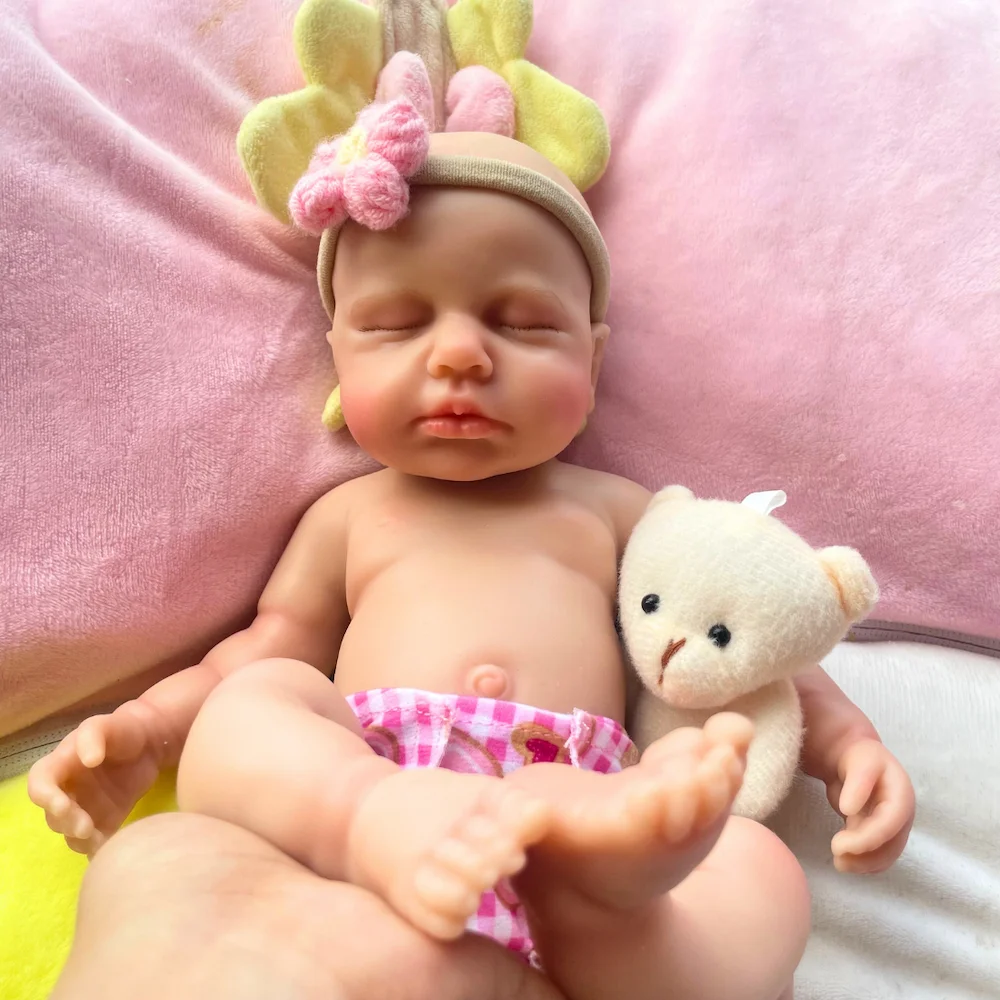 Mini 13 Inch LouLou Full Silicone Reborn Baby Doll Lifelike Soft Solid Silicone Body Girl Washable Christmas Gift Toy
